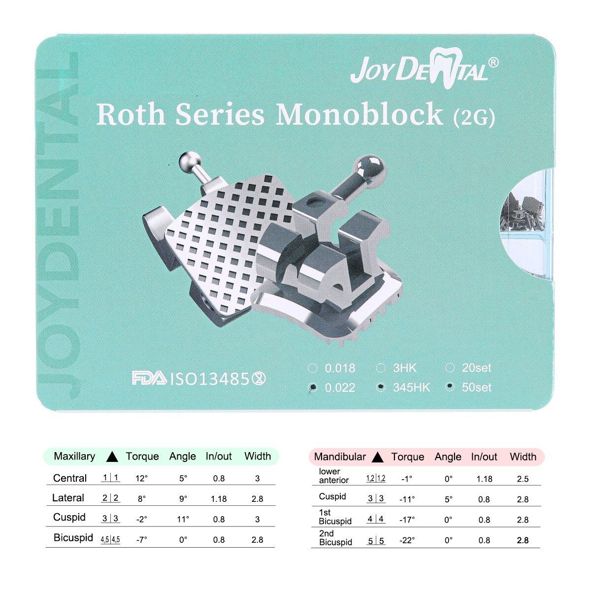 Dental Orthodontic MIM Monoblock Brackets Braces Mini Roth/MBT 022 Hooks 345