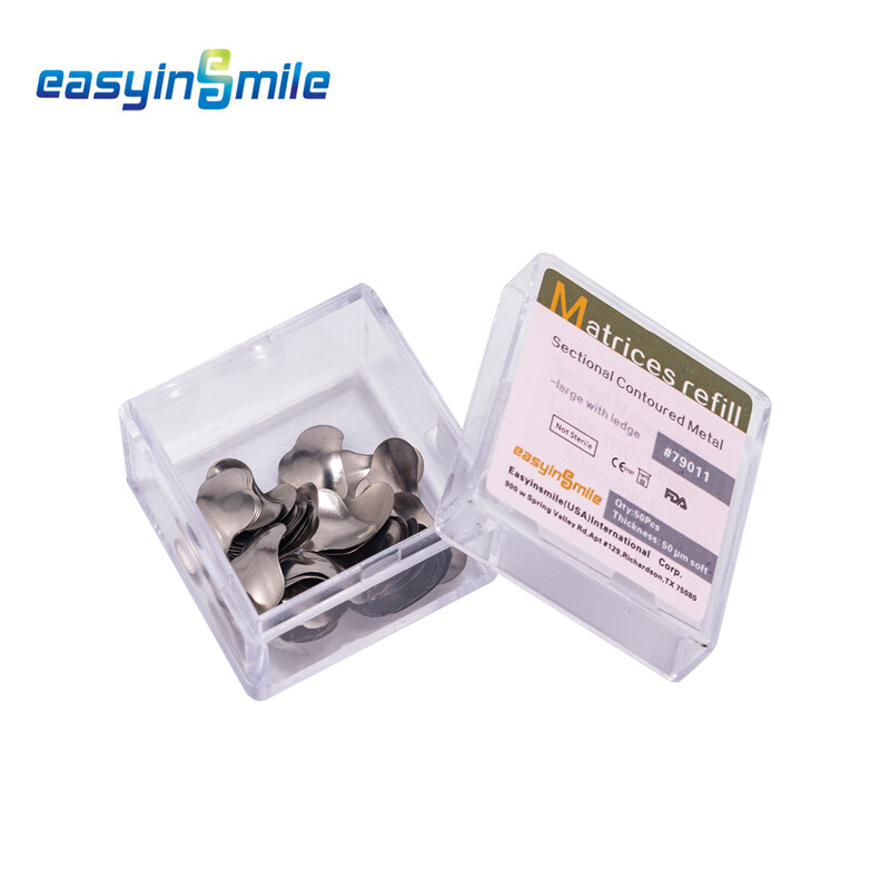 50Pcs Dental Metal Matrices Matrix Band Sectional Contoured Refill S/M/L 50μm