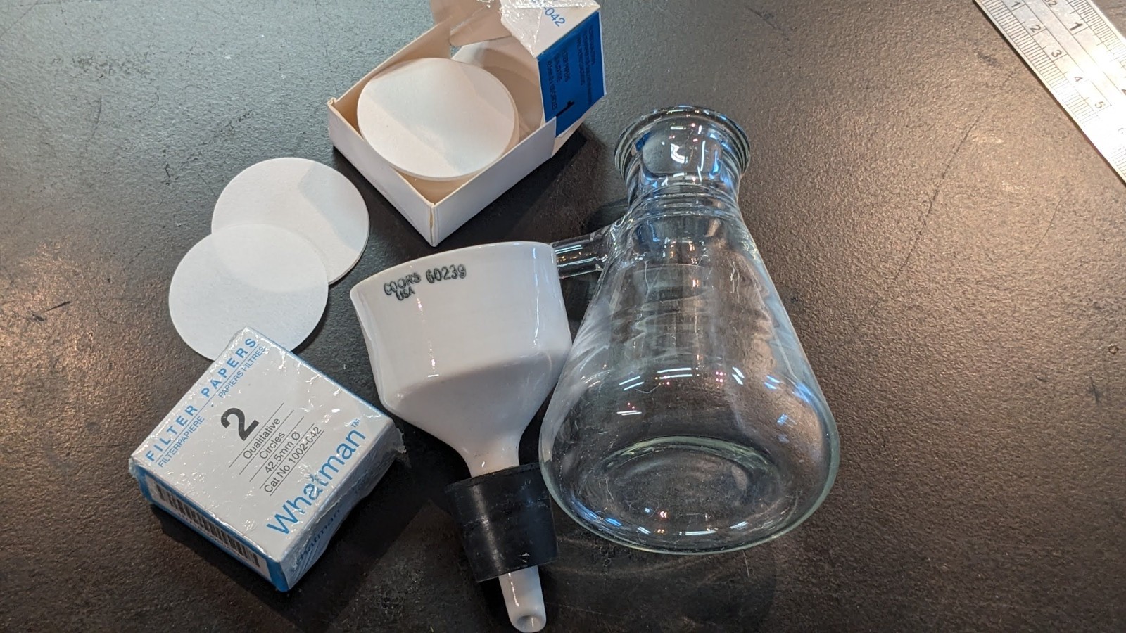 Coors USA 60239 Buchner Funnel Kit w/ Filter Flask Adapter & Whatman Papers