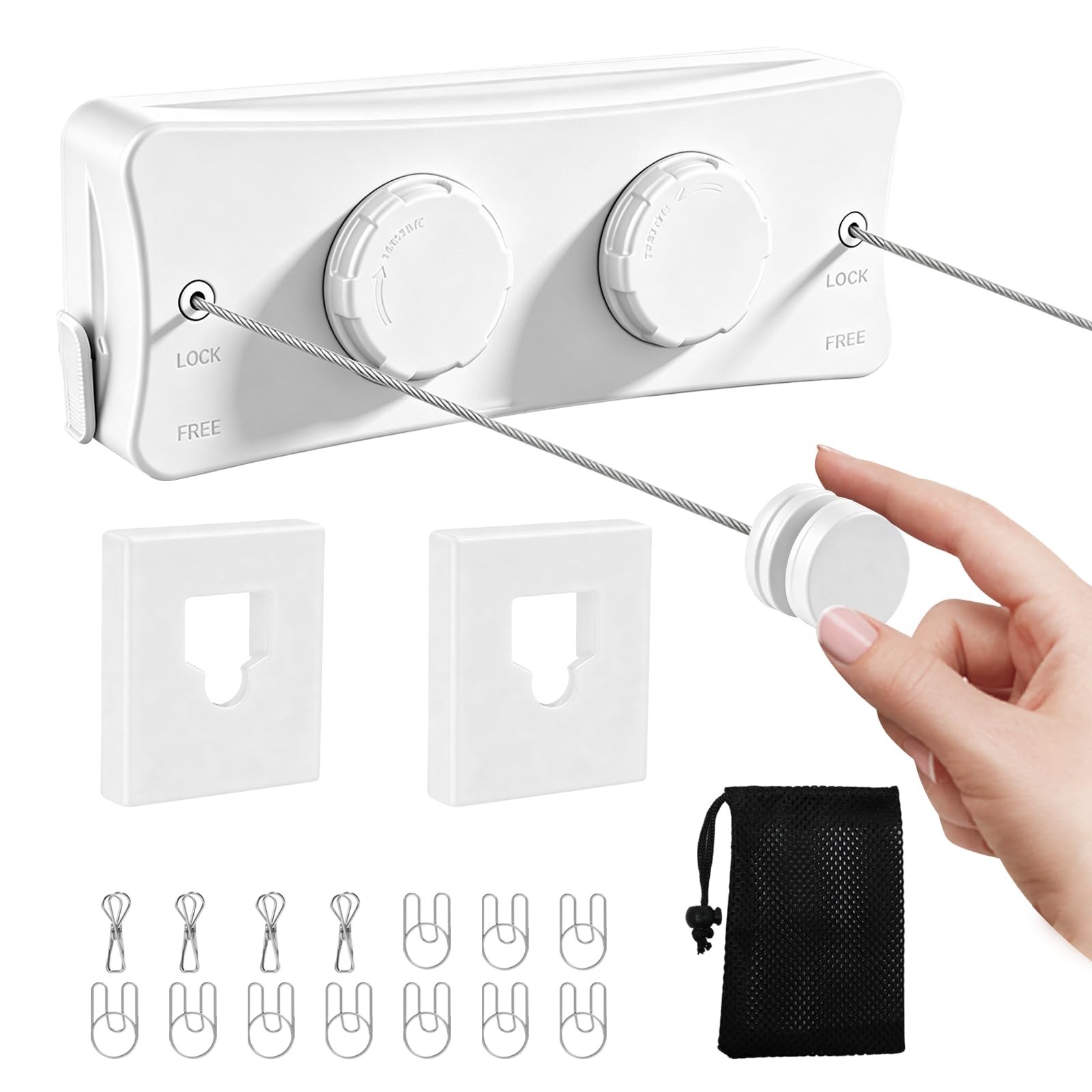 Retractable Clothesline 16.7ft, Heavy Duty Indoor/Outdoor Laundry Drying Line