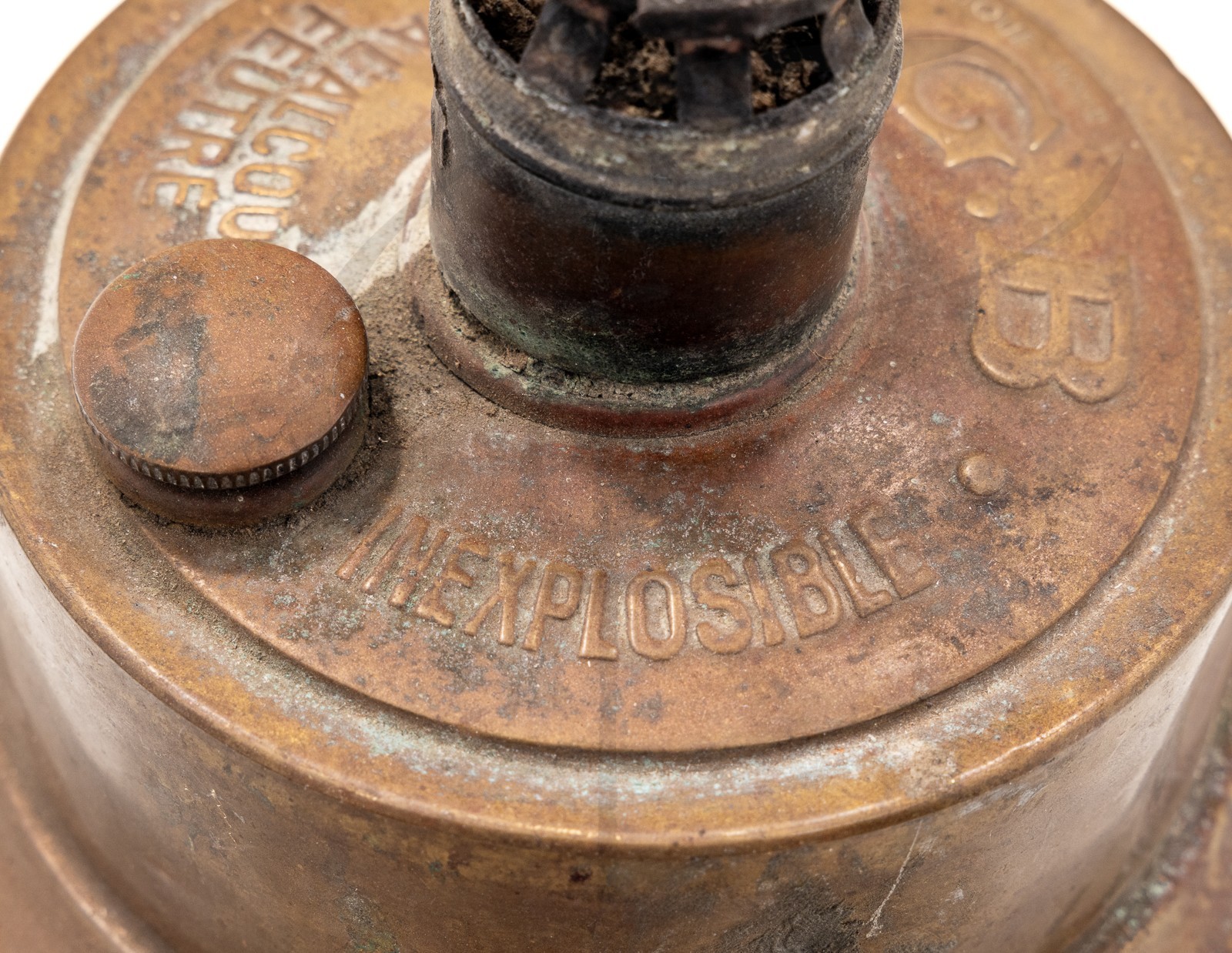ANTIQUE ALALCOUL FEUTRE ALCOHOL LAMP C.G.B. FRANCE INEXPOLOSIBLE SAFE BRONZE