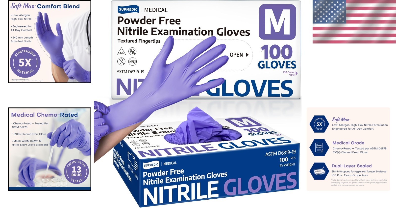 Ambidextrous Nitrile Gloves – 100 Latex-Free, Waterproof & Ideal for All Uses