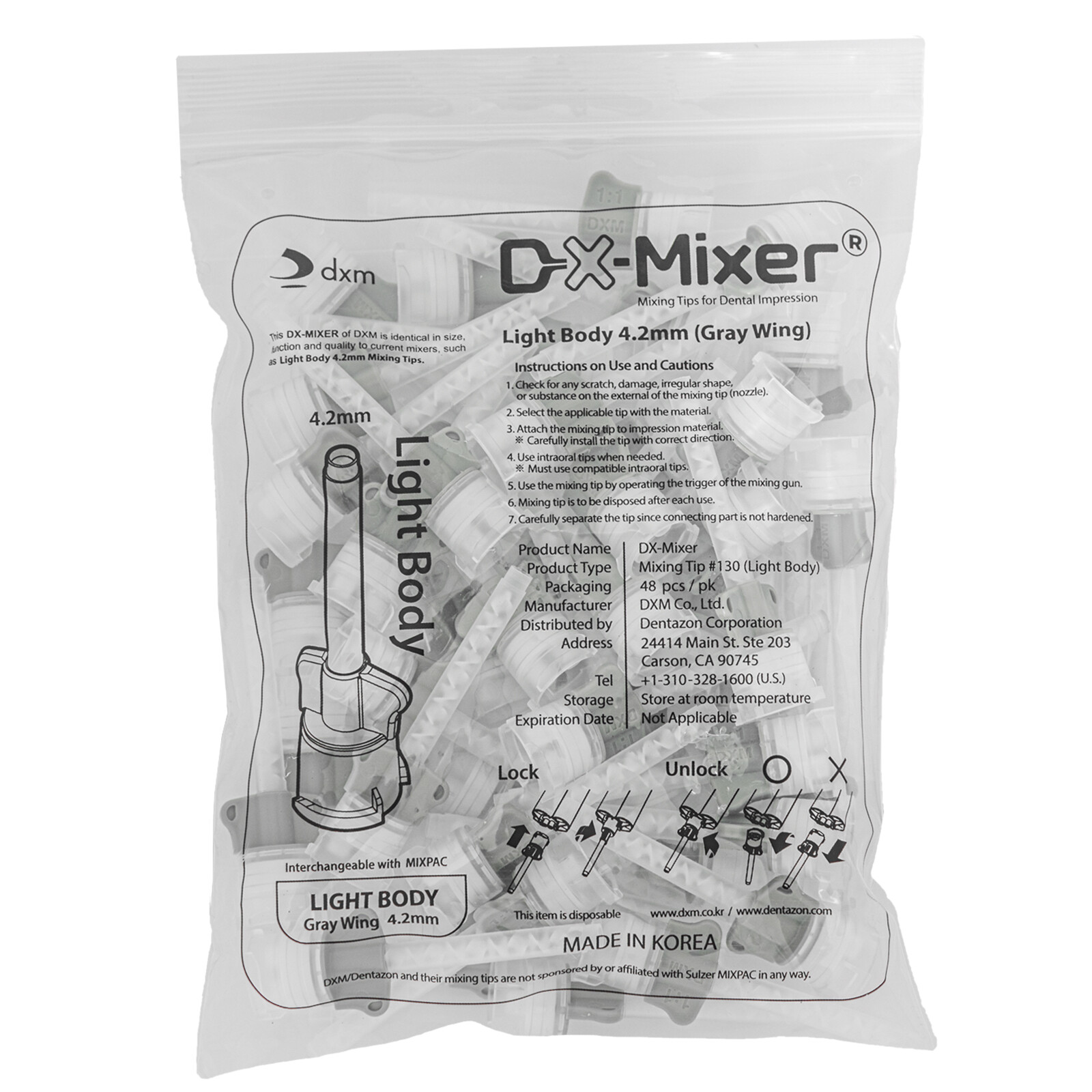 5Pack DX-Mixer Dental GRAY HP Mixing Tips Impression Material 4.2mm Light Body