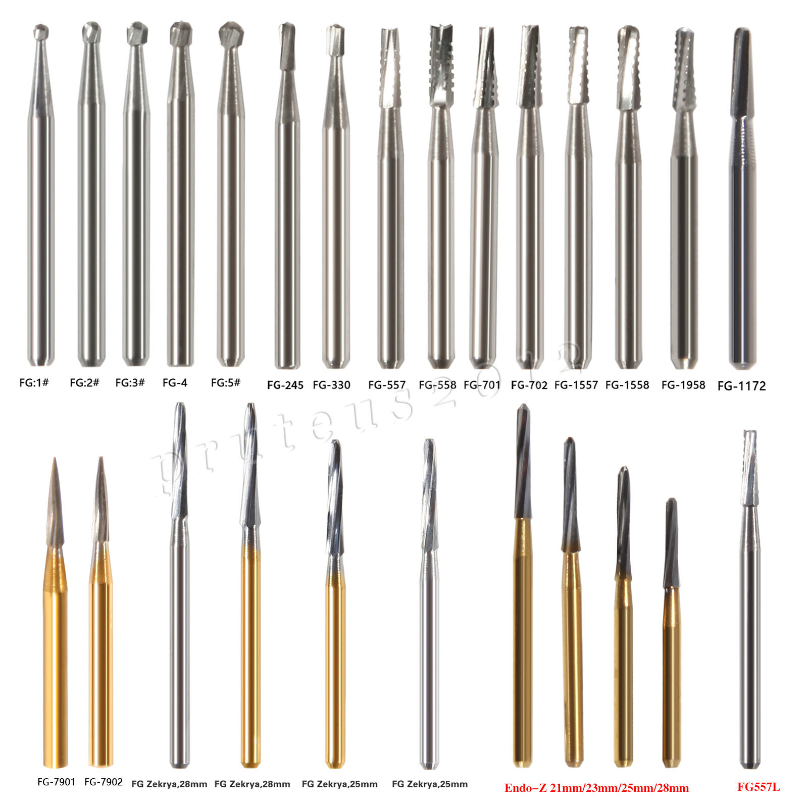 USA Dental Carbide Burs FG Round 19mm/Surgical Burs 25mm 40 Types For High Speed