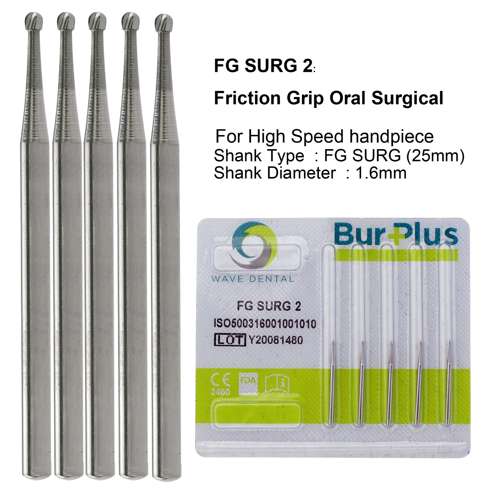 Wave Dental Surgical Burs Round Carbide Surgical Length Bur 25mm FGOS High Speed