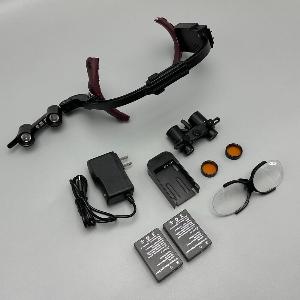 Dental Surgical Binocular Loupe Magnifier Glasses Dentisit LED Head Light EU/US