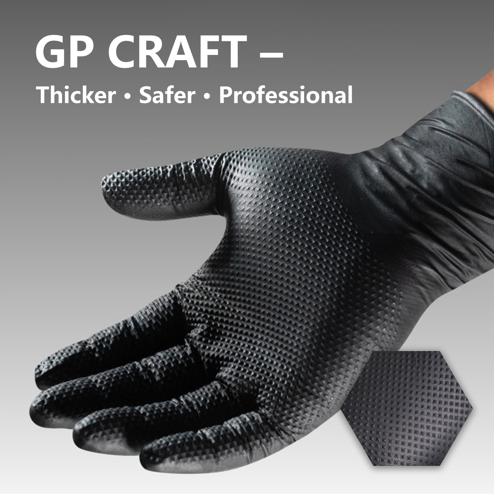 1000 Case 8Mil Black Nitrile Gloves Diamond Grip Mechanic Heavy Duty Size L