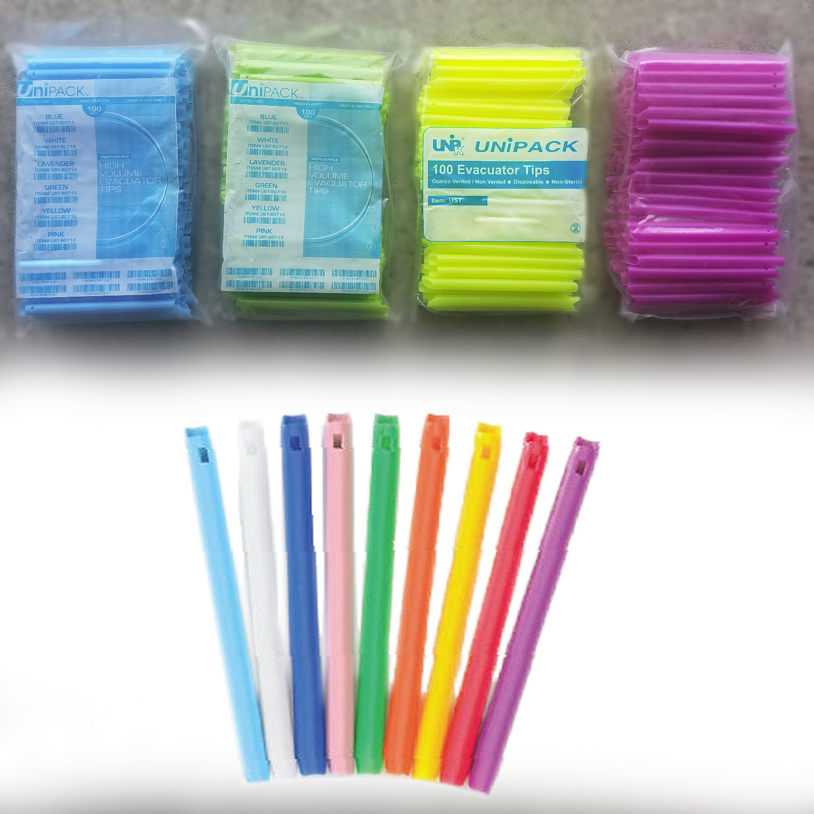 EVACUATION HVE VENTED UNVENTED COMBO DENTAL EVACUATOR SUCTION TIPS up to 2000