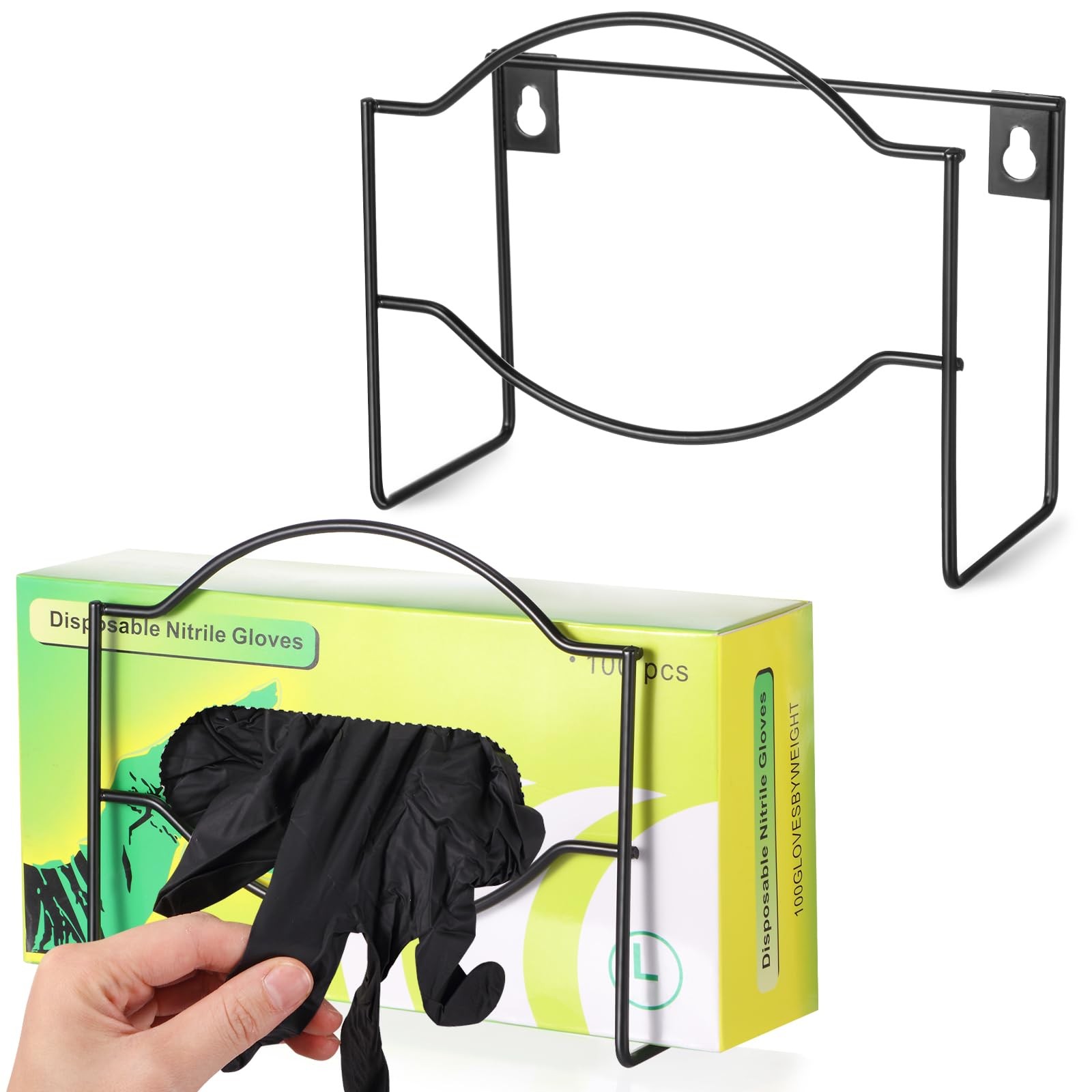 Spiareal 2 Pcs Metal Glove Box Dispenser Holder Wall Mount Disposable Black