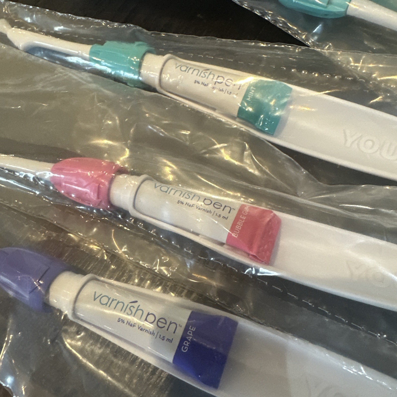 Young Dental 295782 Varnish Pen Assorted 40/Pk 1.5mL Bubble Gum, Grape, Mint