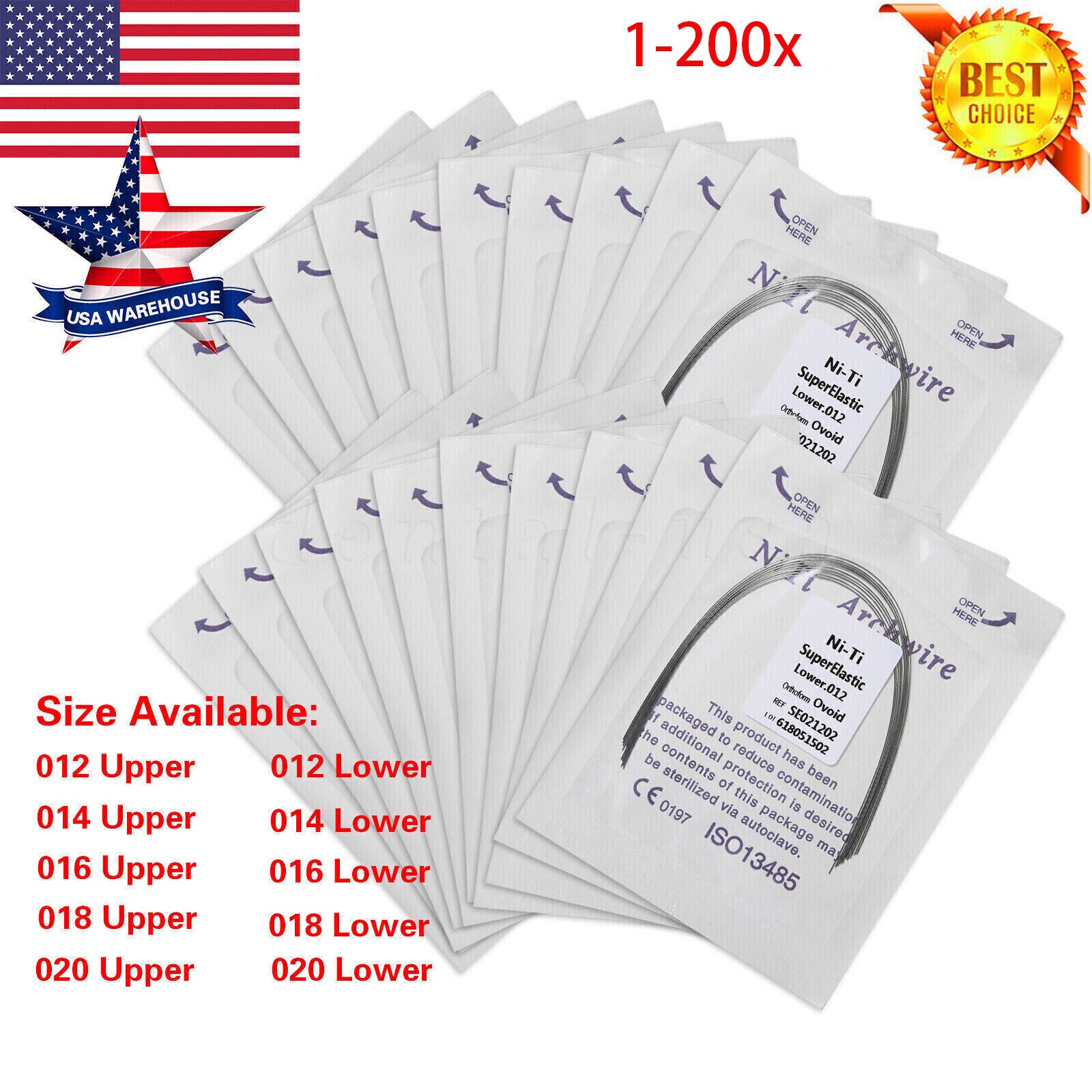 1-200* Dental Super Elastic Niti Round Arch Wires Arch Wire for Bracket Braces