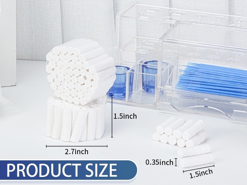 1000 pcs Dental Gauze Cotton Rolls 1-1/2″ x 3/8″, (#2 Medium)