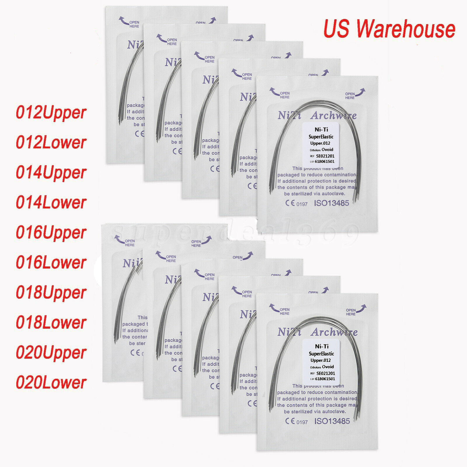 10pcs/bag DENTAL Orthodontic Super Elastic Niti Arch Wire Round Ovoid Form Ni-Ti