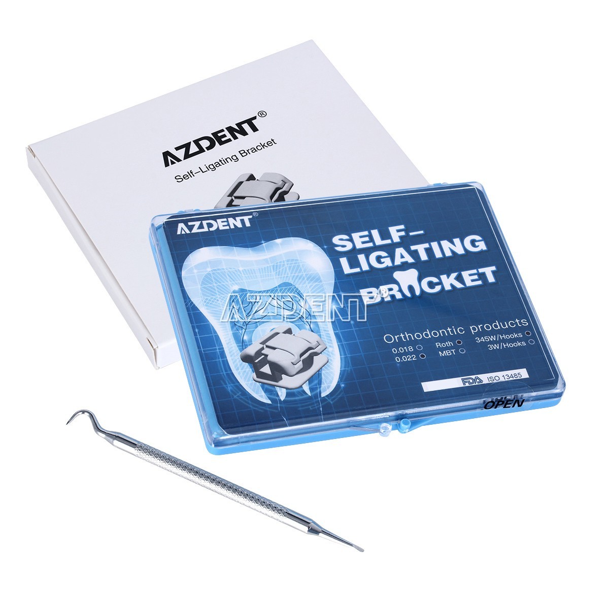AZDENT Dental Orthodontic Metal Self-Ligating Brackets Roth 0.022″ 345 hooks