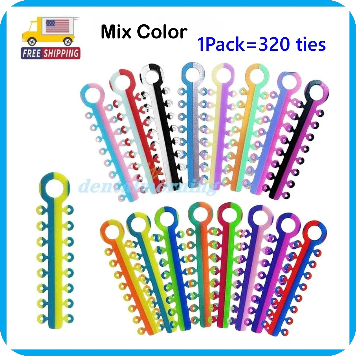 1 Bag Dental Orthodontic Ligature Ties Braces Elastic Rubber Bands Mixed Color