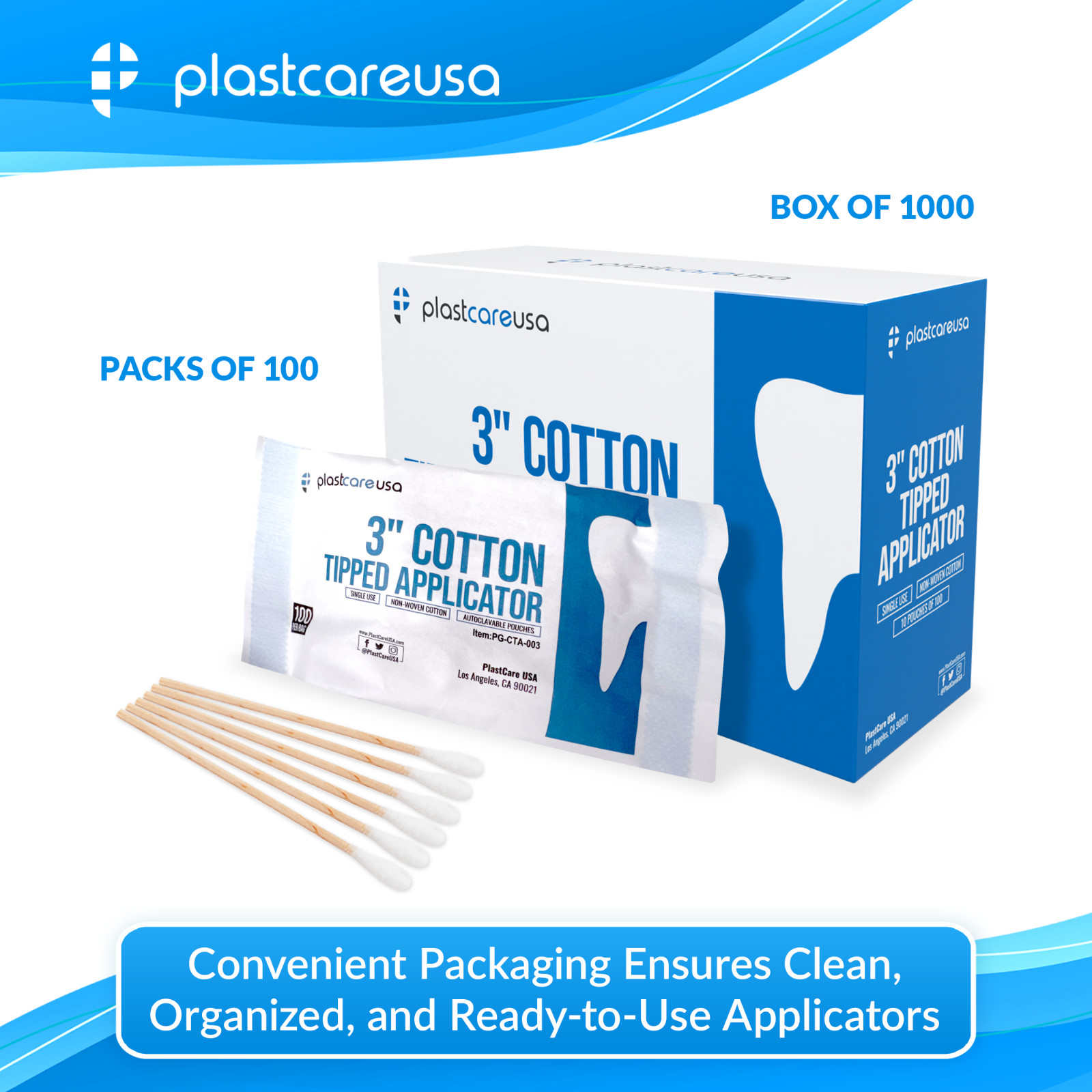 Cotton Tip Applicators 3″ 6″ Wooden Swabs Medical Dental Disposable (Choose Qty)