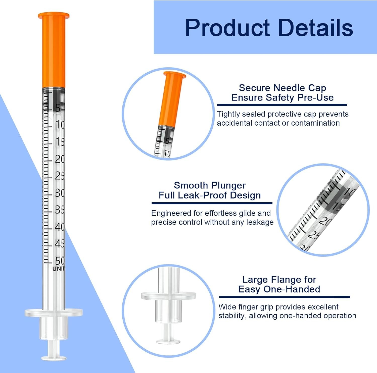 100-Pack 0.5ml 31G Syringes – Sterile Packaging