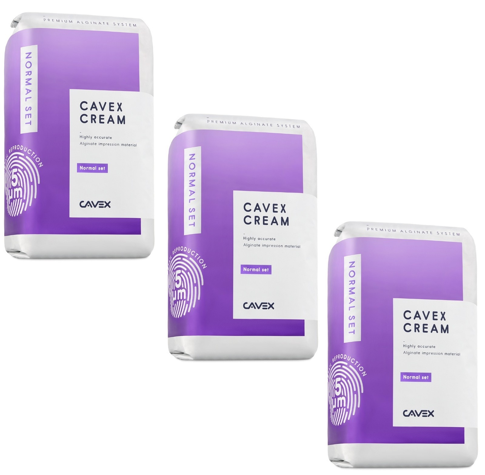 Cavex Cream Dental Alginate Normal Set 500g (90s) Bubble‑Gum, Scan (Pack of 3)