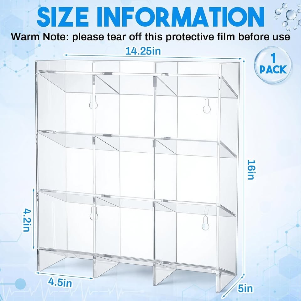 Cinnvoice Large Phlebotomy Organizer 3-Tier Wall or Counter Tube Rack Holder