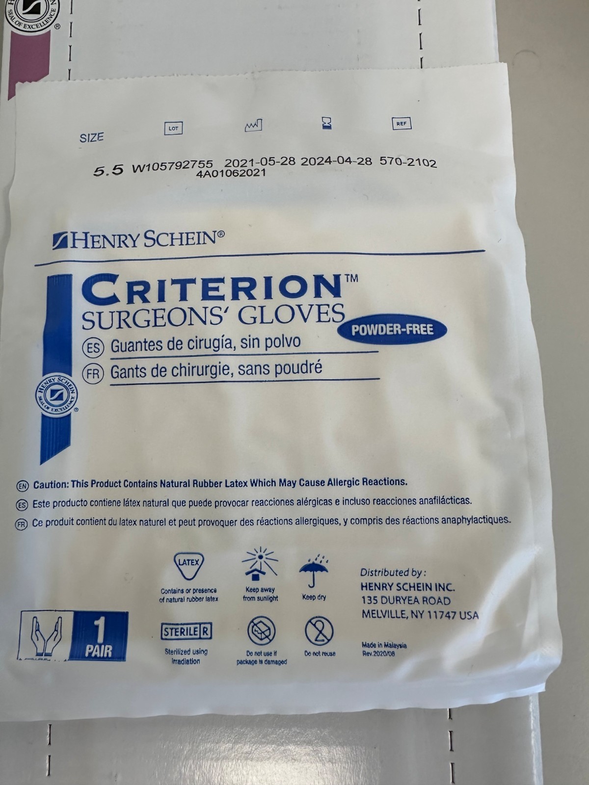 Criterion Surgeons Gloves Small Size 5.5 Power-free (50/pack) Sterile