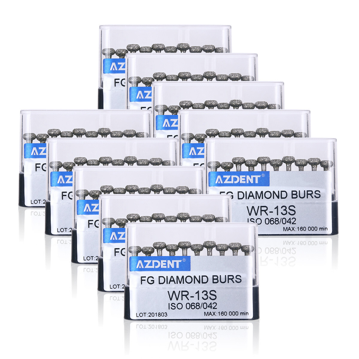 10pcs/box AZDENT Dental Diamond Burs Drills FG Burs for High Speed Handpiece