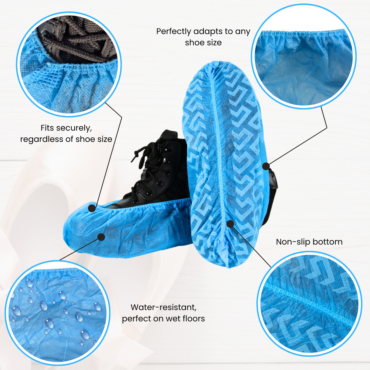 Disposable Non-Slip Shoe Covers (500 Pairs) Blue Extra Large Non-Woven Durable