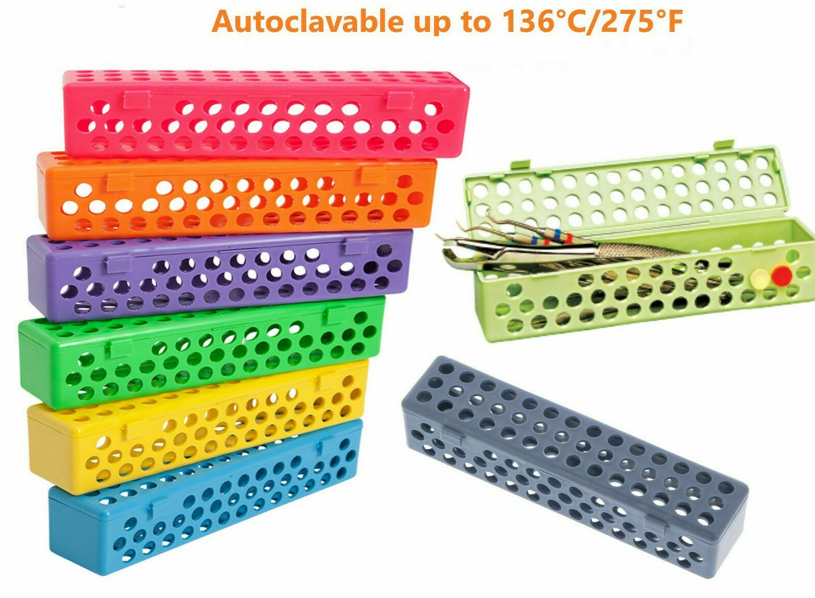 Dental Instrument Steri Container Case Fully Autoclave Medical Pick Color F250