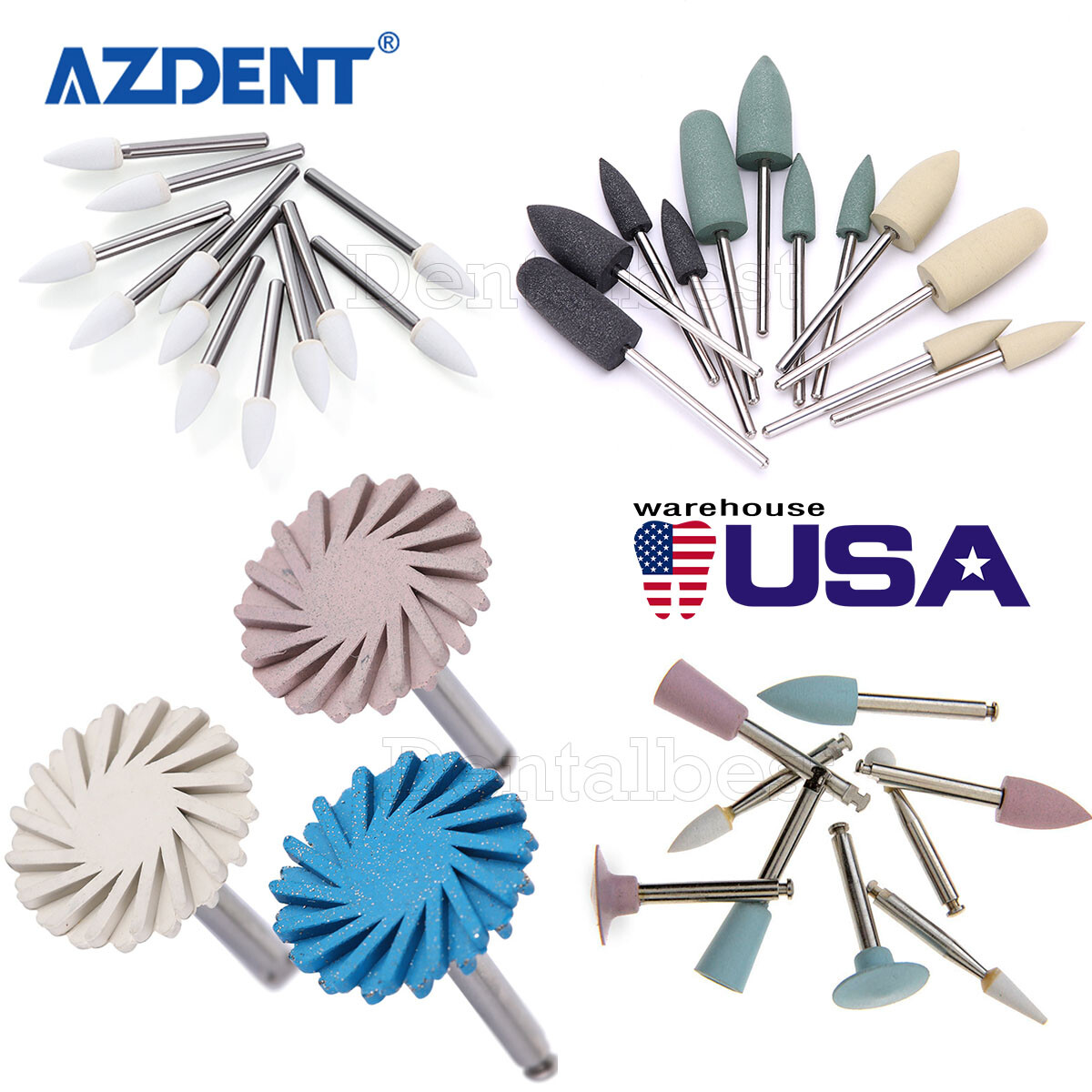 Dental Composite Polishing Kit Rubber Polisher Resin Base For Handpiece AZDENT