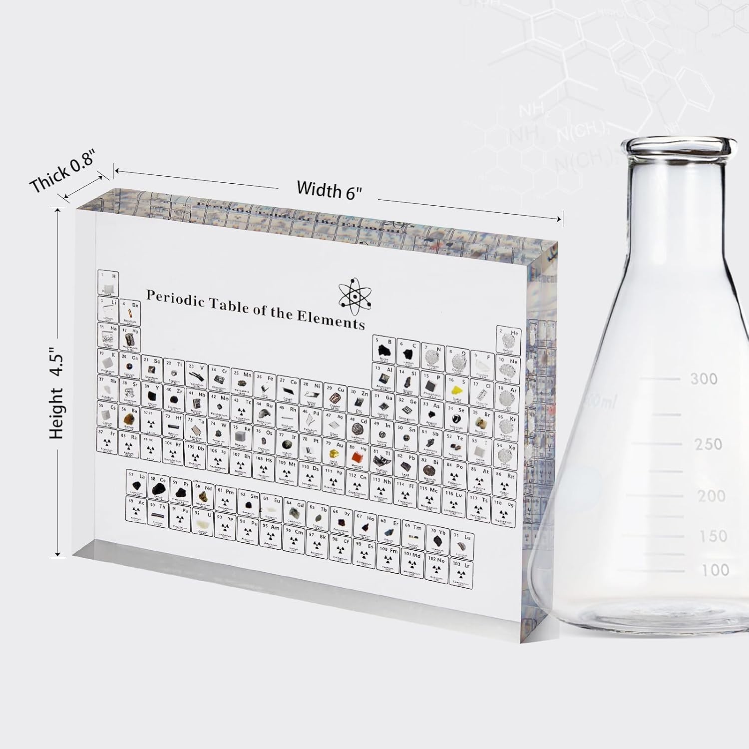 Periodic Table with Real Elements Inside, Acrylic Periodic Table Display with 83