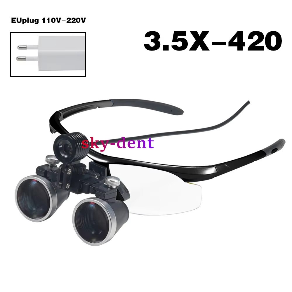3.5X Dental Surgical Medical Loupes Magnifier Binocular with LED Headlight US/EU