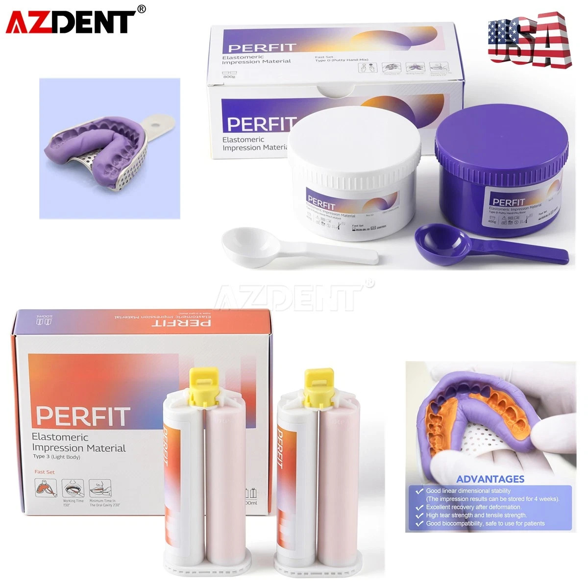 AZDENT Dental Impression Material Silicone Putty Heavy/Light Body Normal/Fast