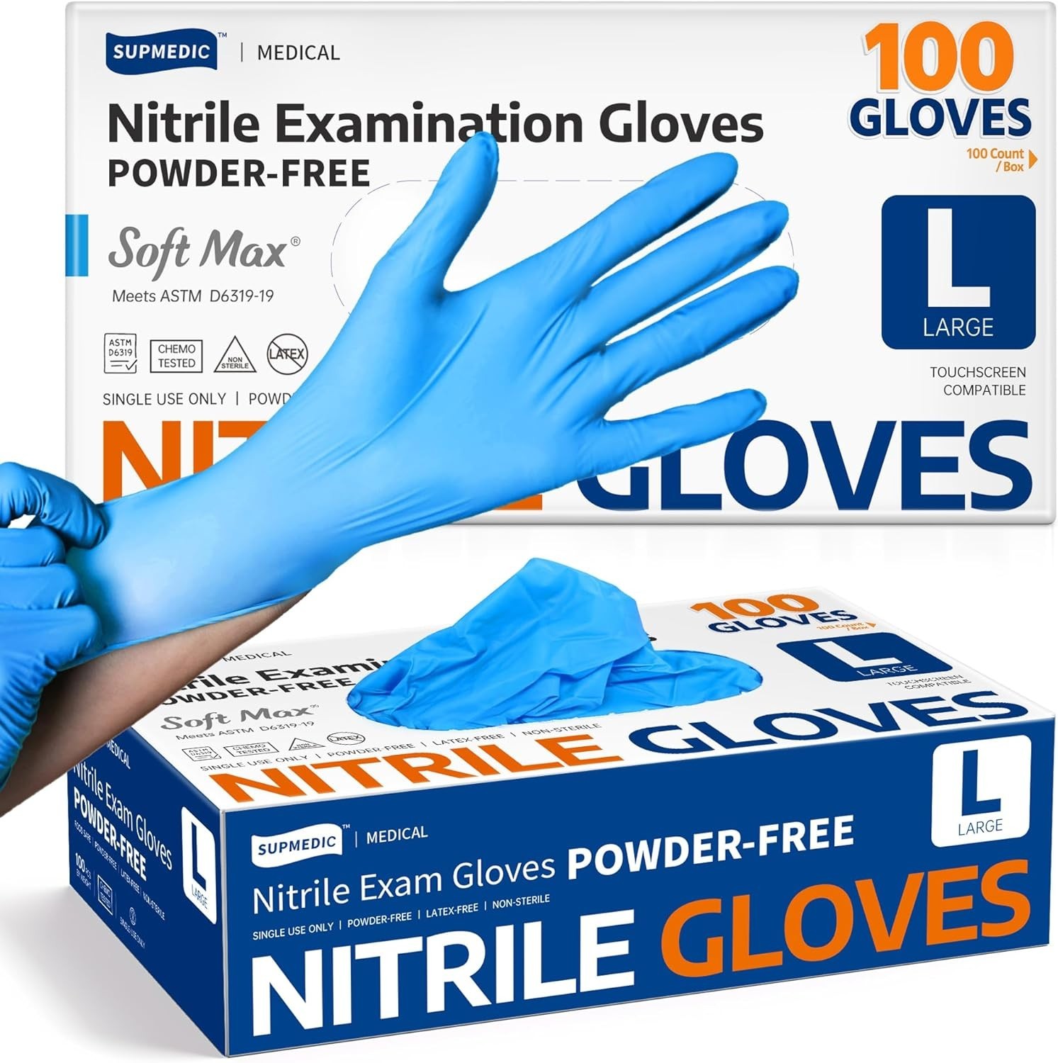Kingfa Blue Nitrile Medical Gloves Powder & Latex Free Disposable 3 mil