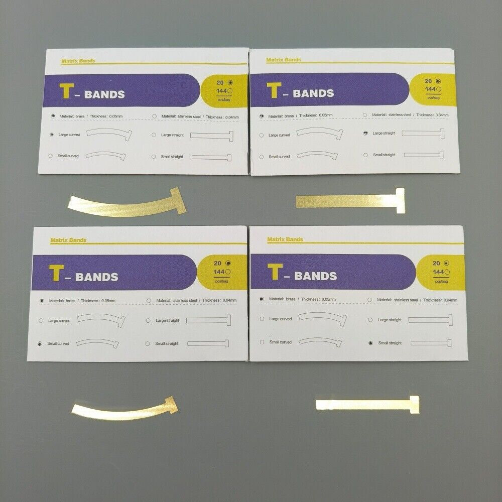 20Pcs/Pack Dental Curved Straight T-Bands Brass Wide Operatory Restorations Tool