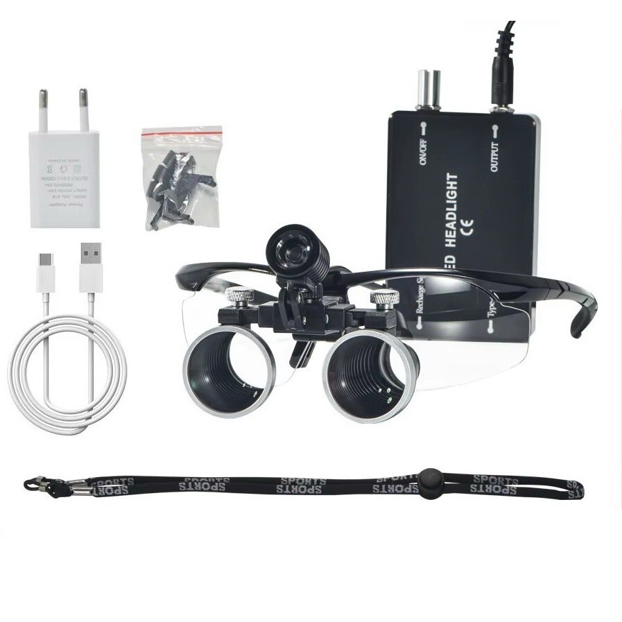 3.5X-420 Dental Binocular Loups Clip-on Magnifying Loupe for Glasses US/EU Plug