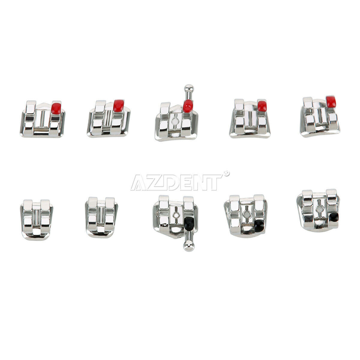 10 Packs AZDENT Dental Orthodontic Brackets Braces Metal Mini Roth.018 Hooks 345