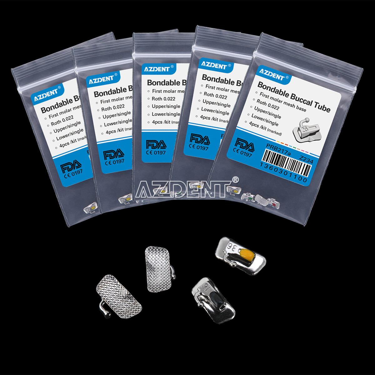 AZDENT Dental Ortho Single Bondable Buccal Tubes 1st/2nd Molar Roth/MBT 022