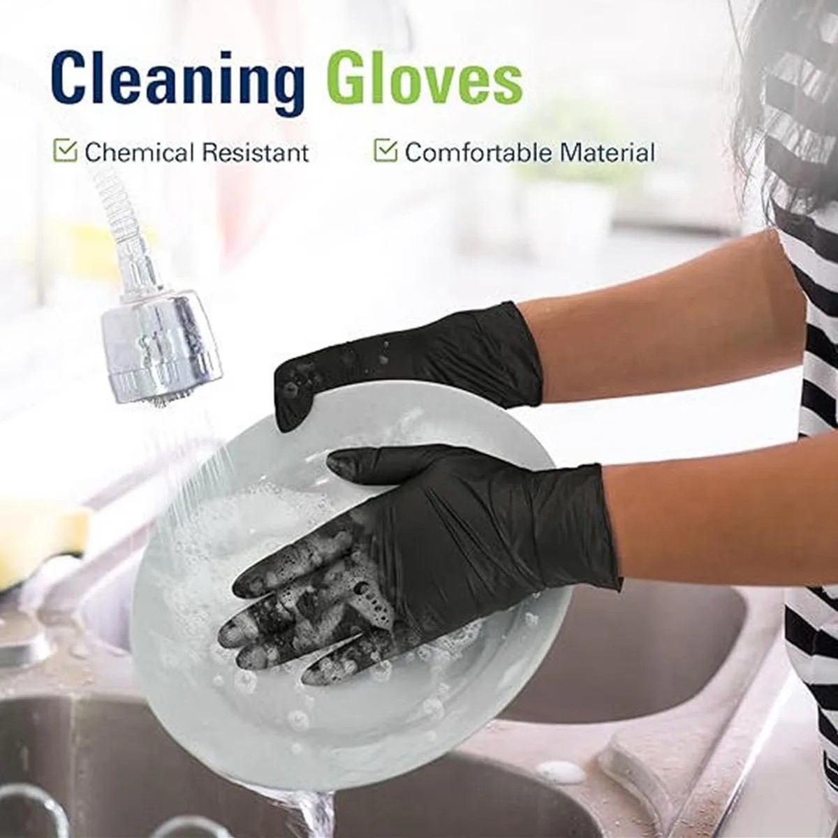 Black Nitrile Disposable Gloves Thick Heavy Duty Multi Purpose Protective Gloves