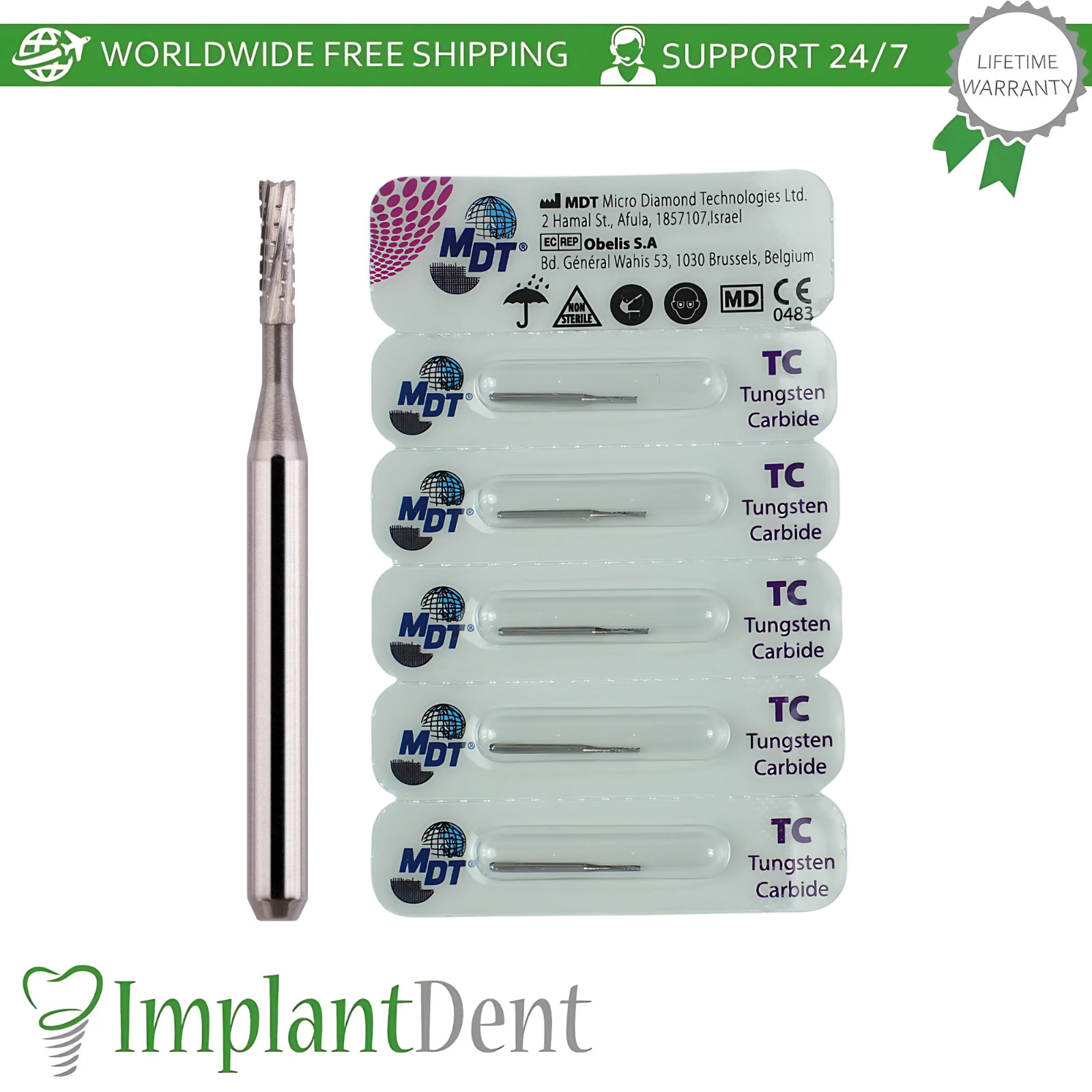 MDT Dental Straight Fissure Flat Cross Cut FG Carbide Burs Restorative Procedure