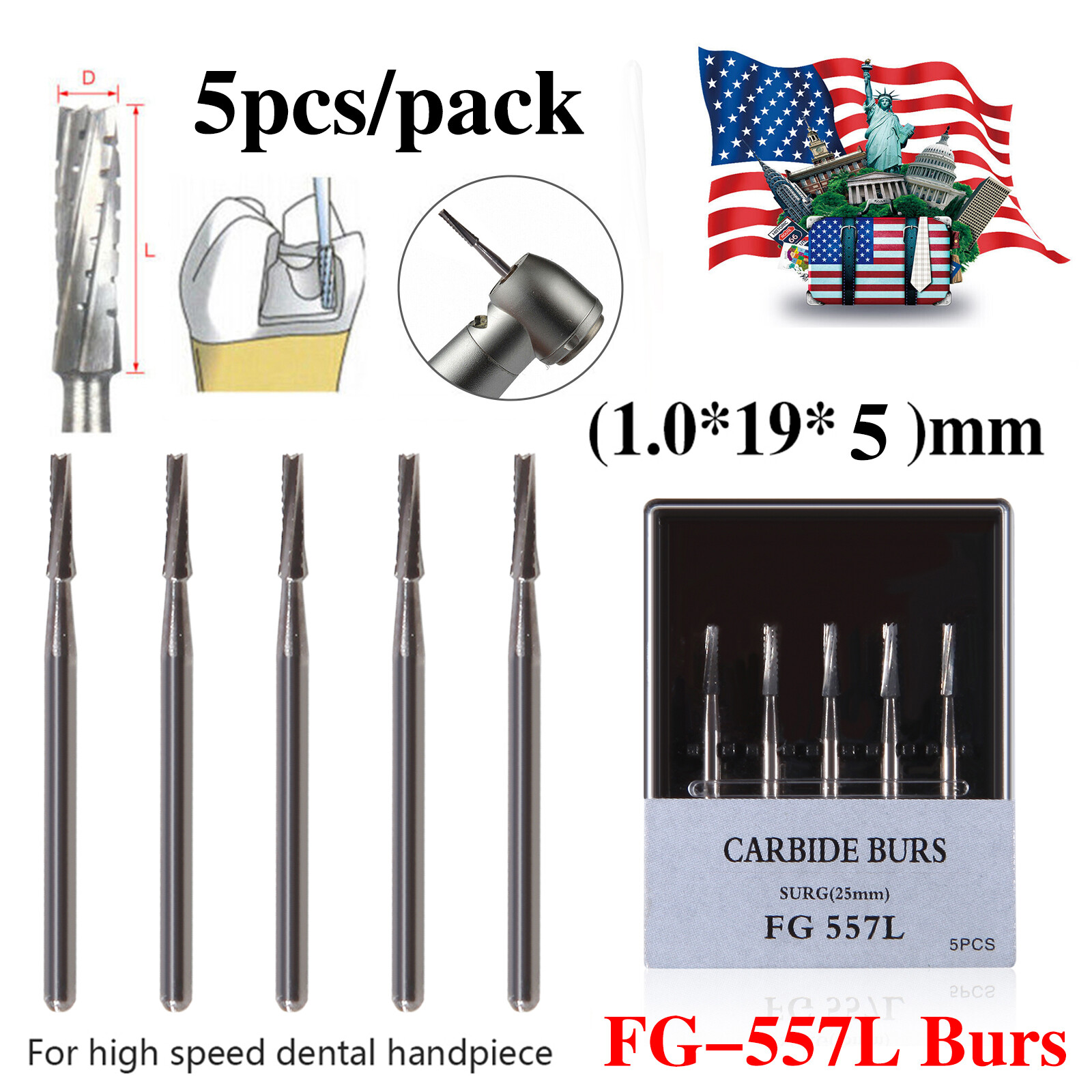 Yabangbang Dental High Speed Turbine Handpiece with 4 Hole Quick Coupler fit NSK
