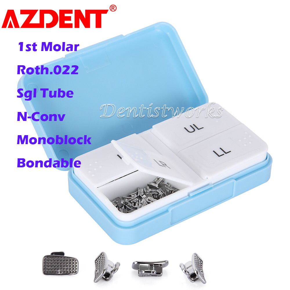 200pcs Dental Ortho 1st Molar Roth.022 Sgl Buccal Tube N-Conv Monoblock Bondable