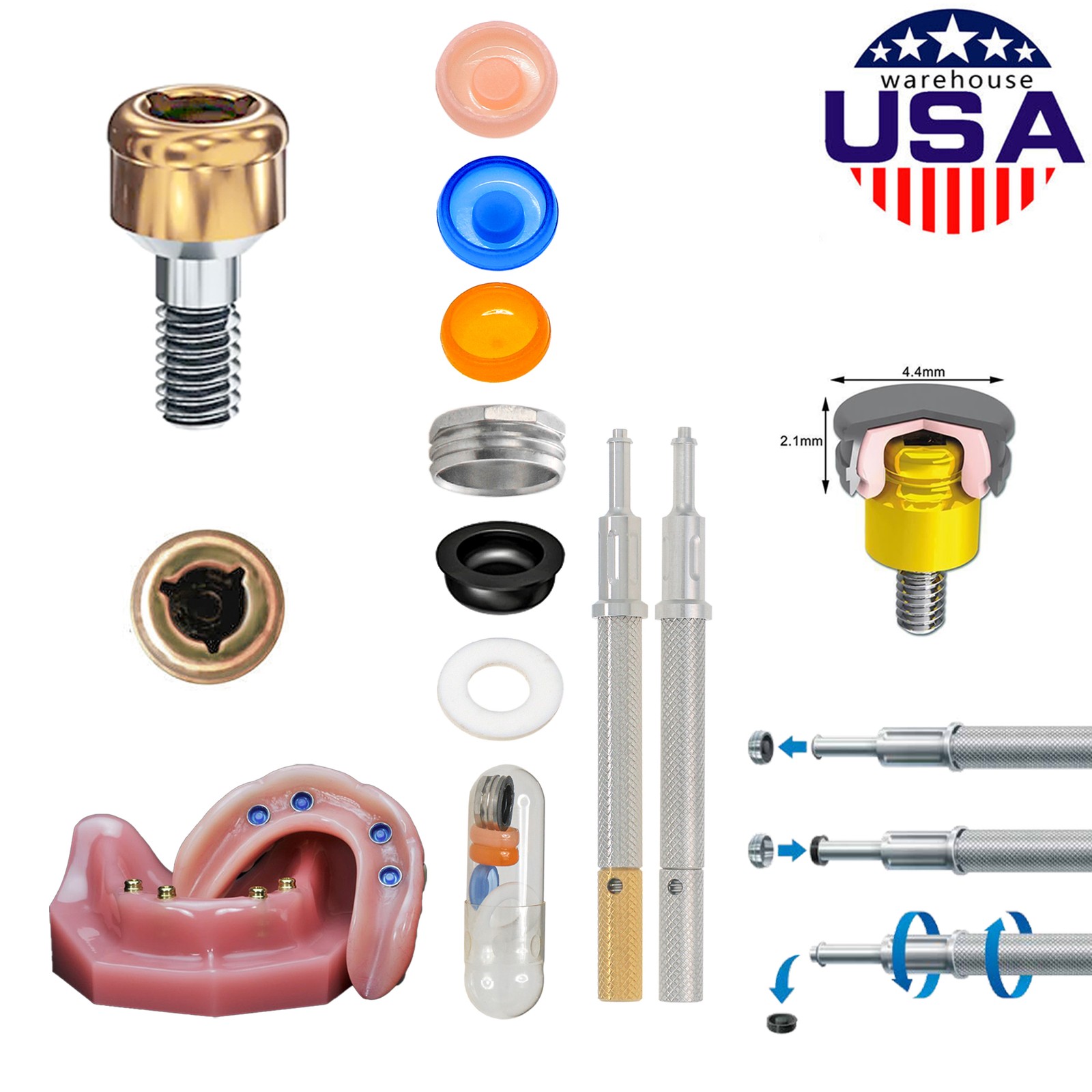 US Dental Locator Overdenture Abutment & Accessories Compatible Multiple Implant