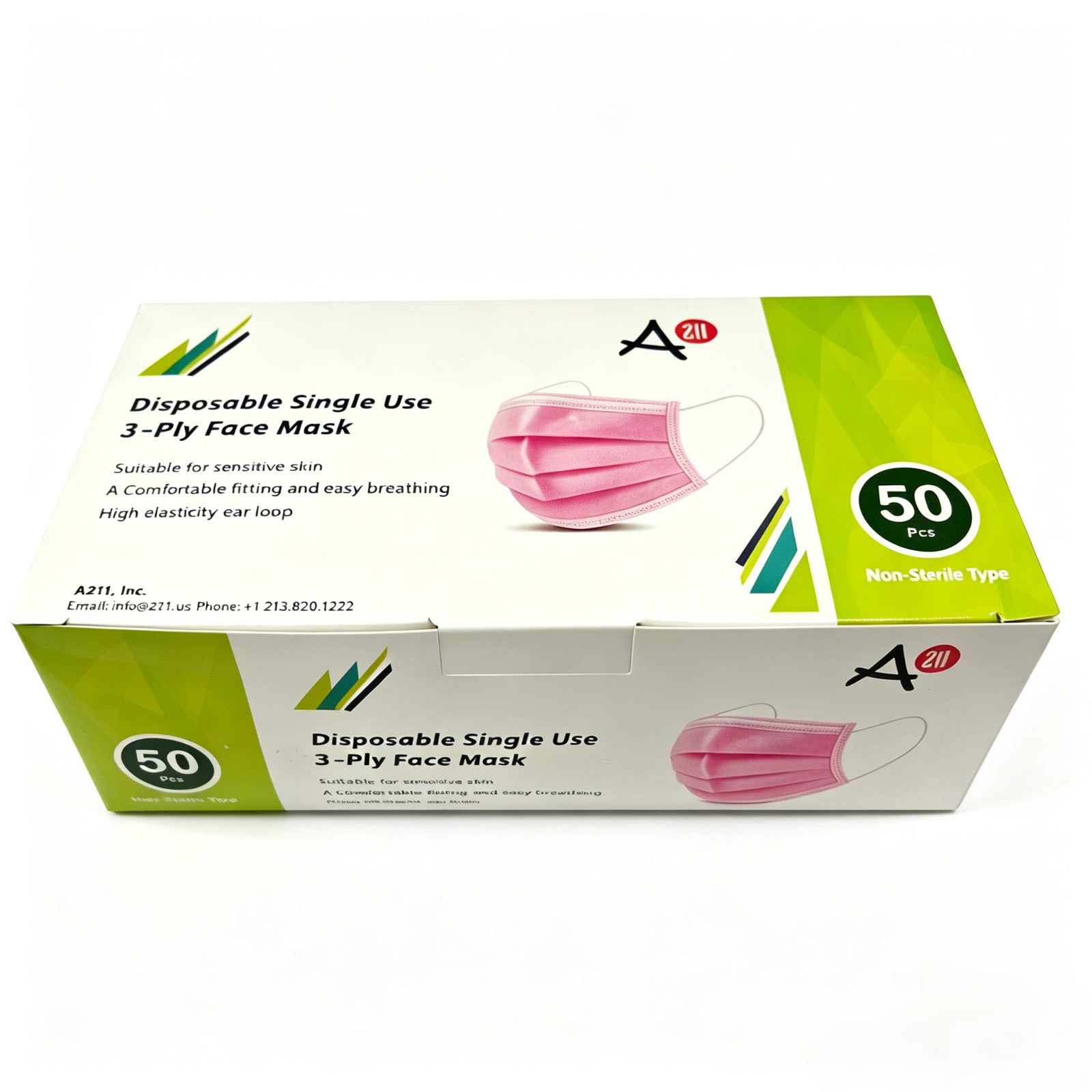 50Pcs Disposable 3‑Ply Face Mask Breathable Earloop Daily Use Non‑Sterile Masks
