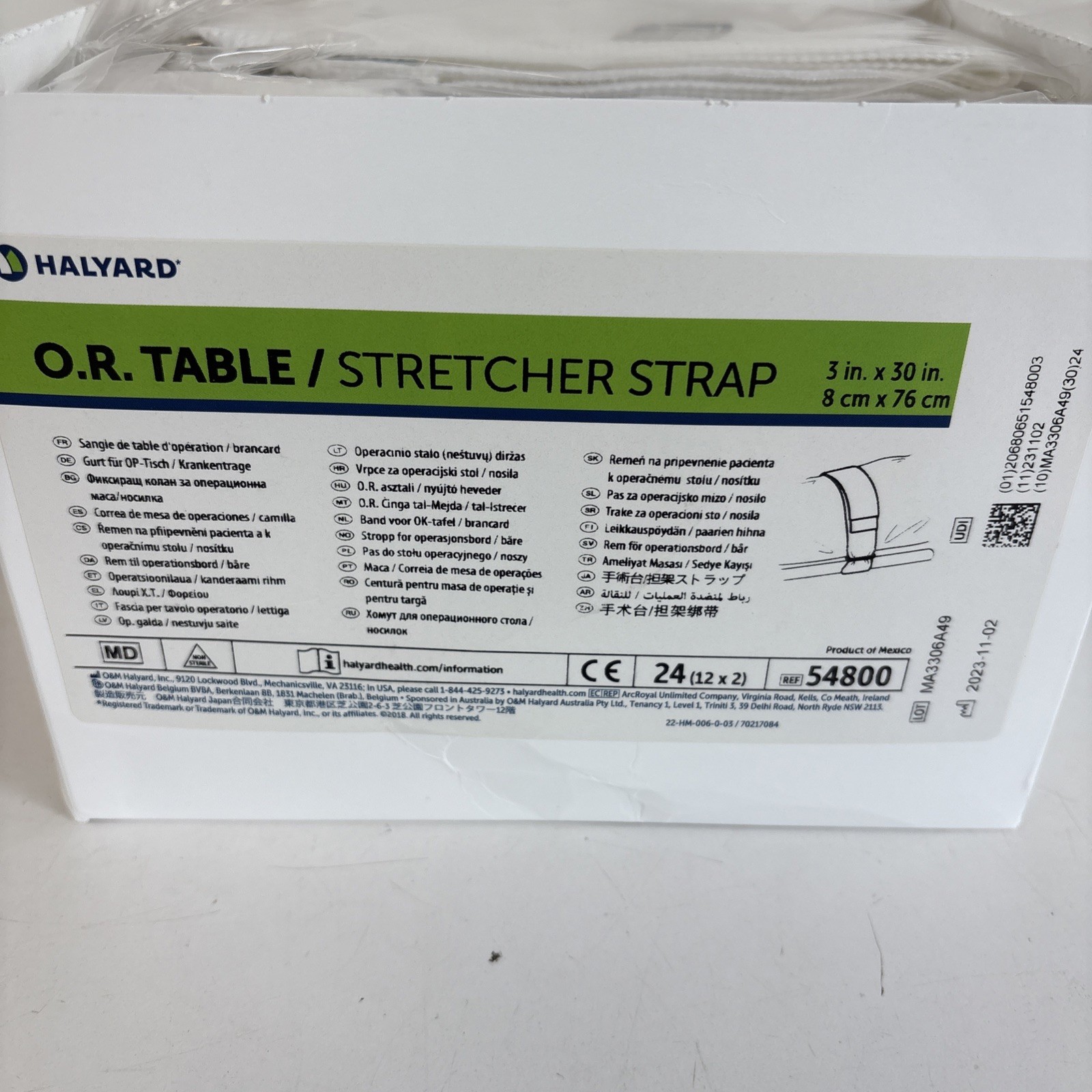 Halyard 54800 O.R. Table Stretcher Strap 3in x 36in 24CT