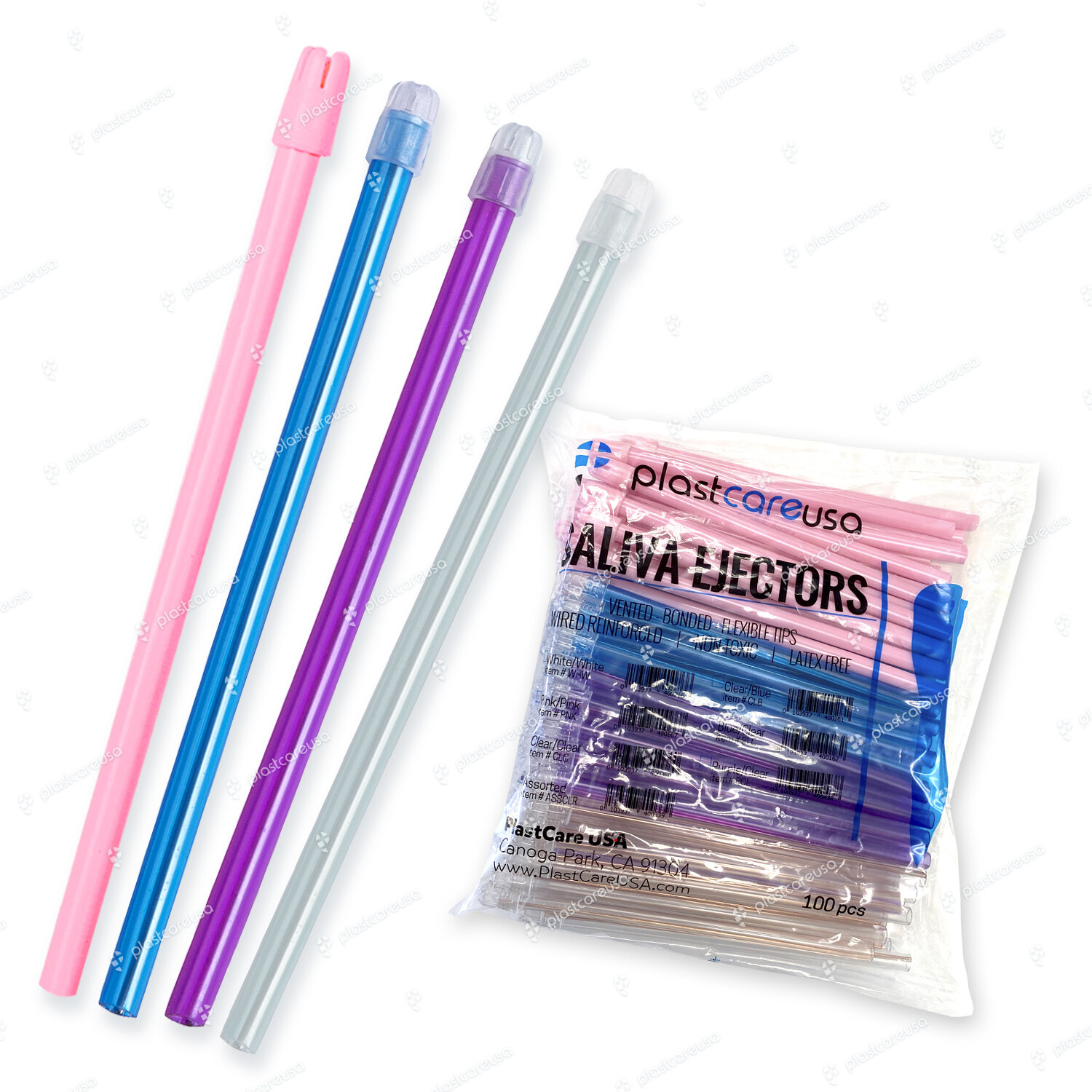 100 ASSORTED Dental Saliva Ejectors Ejector Disposable Suction Tips (1 Bag)