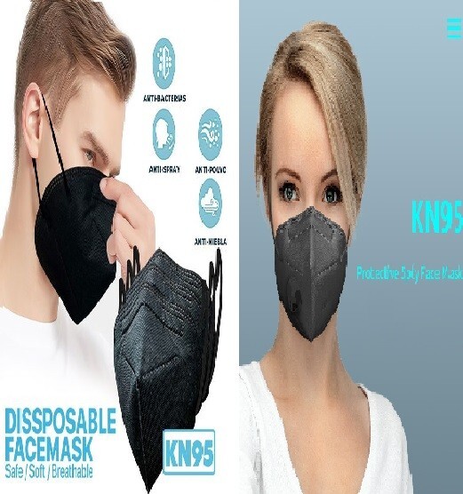 50 Pcs KN95 Medical,Surgical,Dental 5 Layers Face Mask Mouth Cover Shield Black