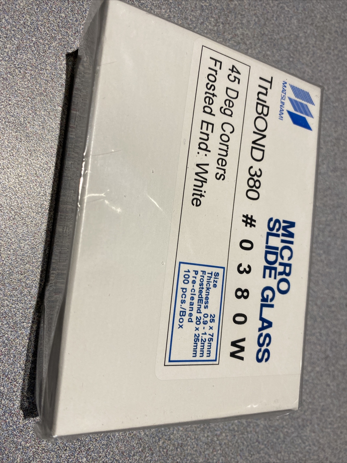 TruBond 380 Micro slide glass. 100 pieces. Frosted end. White.# 0380W