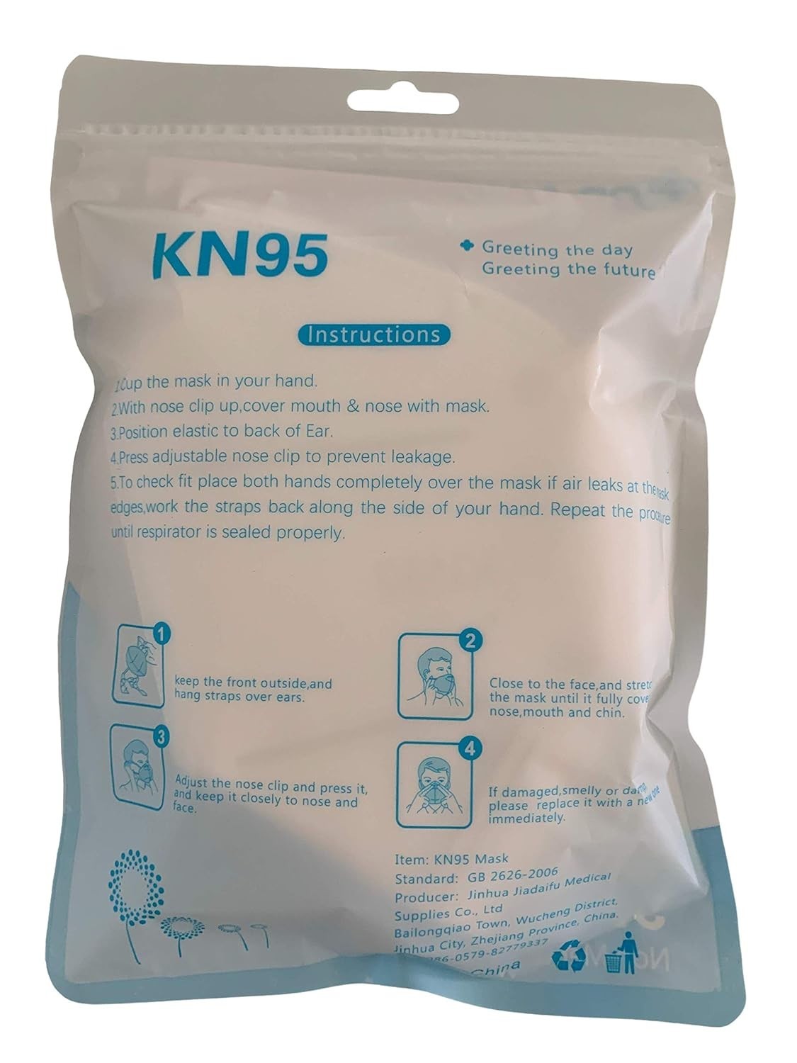 KN95 Disposable Masks – 5 Pack, Breathable and Comfortable with 95% Filtration