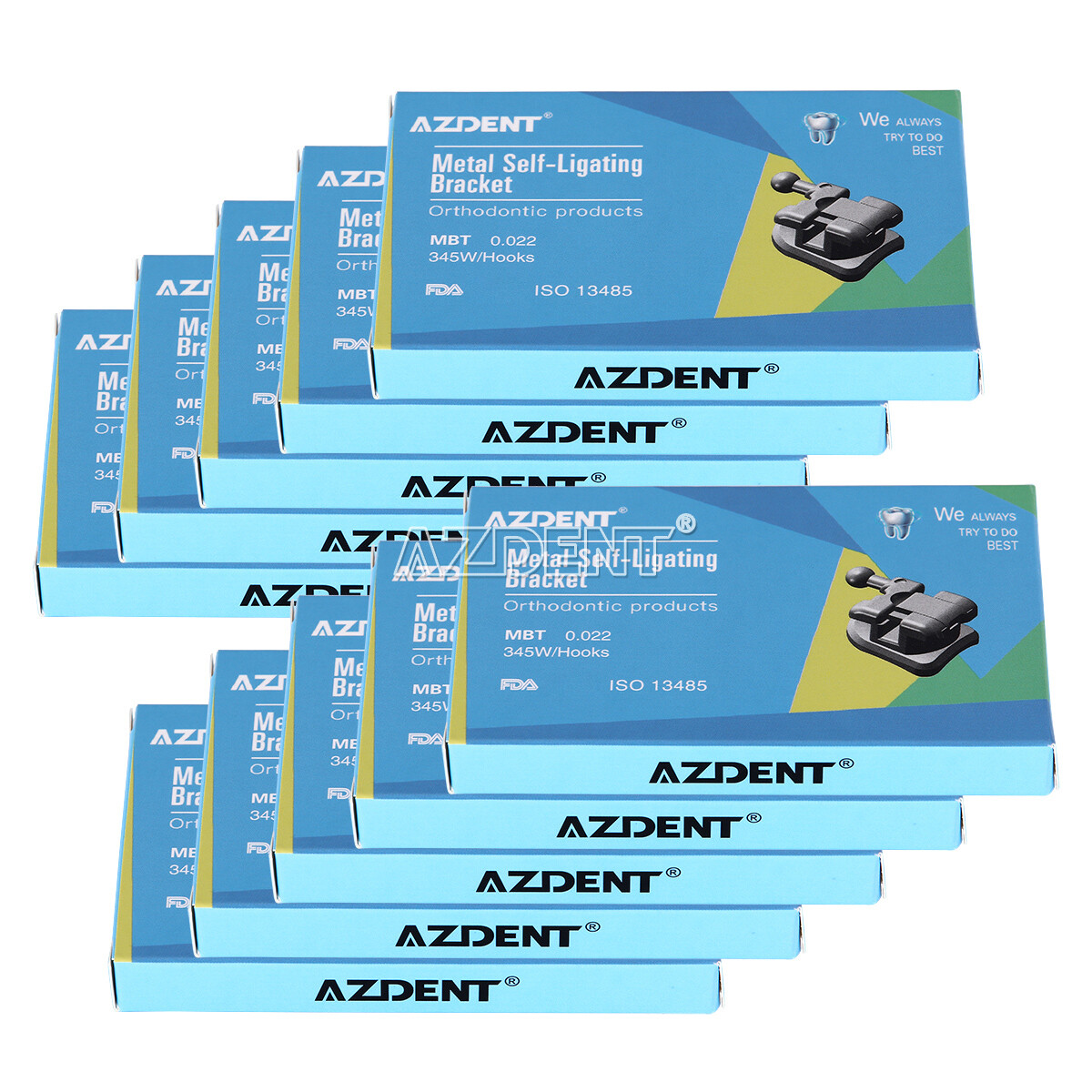 AZDENT Dental Orthodontic MIM Self Ligating Bracket Braces with Buccal Tubes