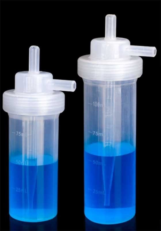 Plastic Gas Absorption Bottle PE PP Acid Alkali Resistant Lab 75ml or 100ml