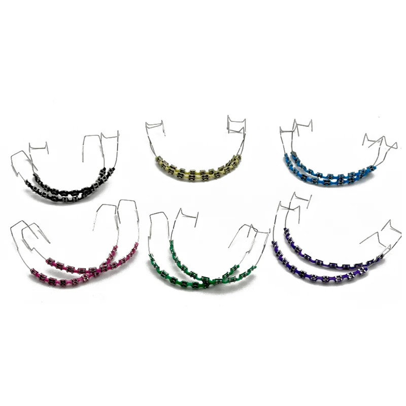 2Pcs Fashion Fake Braces Colorful Brackets for Teeth Temporary Metal Wires Metal